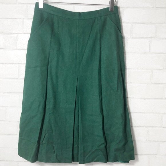 Vivo by Susan Thomas Vintage Wool Blend Pine Emerald Green Pleated Skirt Size 14 - Picture 1 of 5